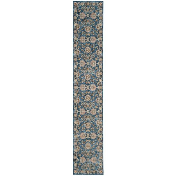 Flowers First 2 ft. 2 in. x 12 ft. Vintage Persian Power Loomed Runner Rug, Turquoise & Multi Color FL1874452